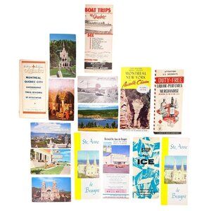 Vintage Canada Postcard Brochure Lot Quebec Ausable Chasm St. Anne Magnetic Hill